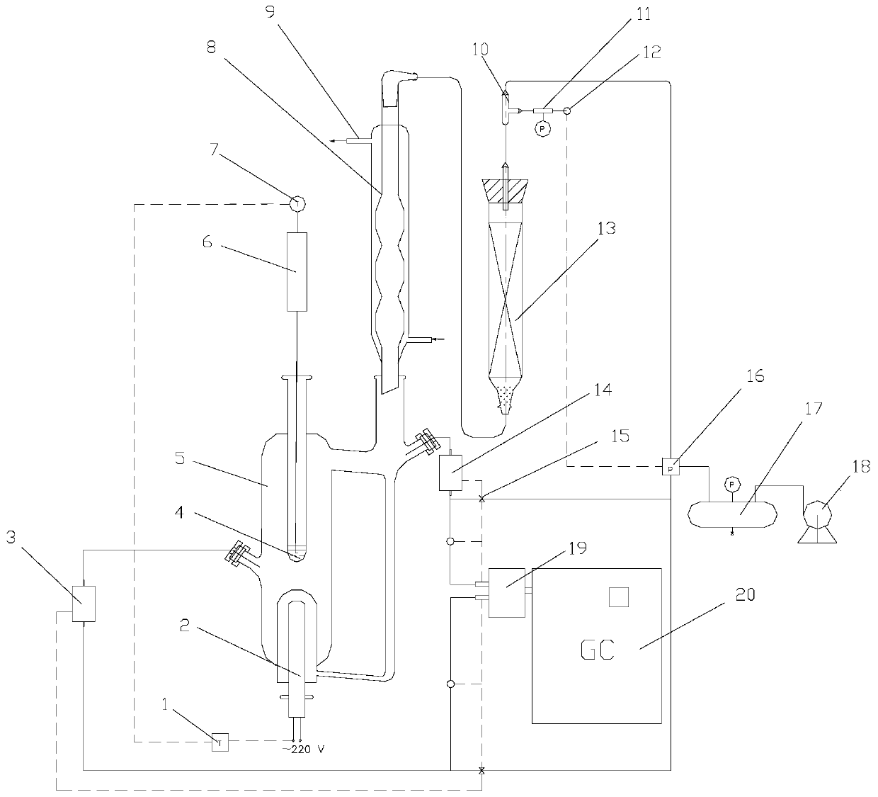 A decompression gas-liquid balance device with the function of automatic pressure control and sample measurement