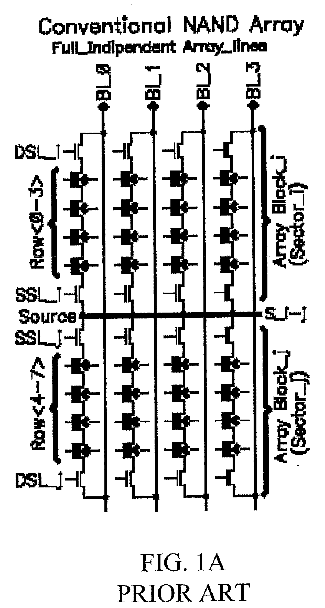 Non-volatile memory electronic device with NAND structure being monolithically integrated on semiconductor