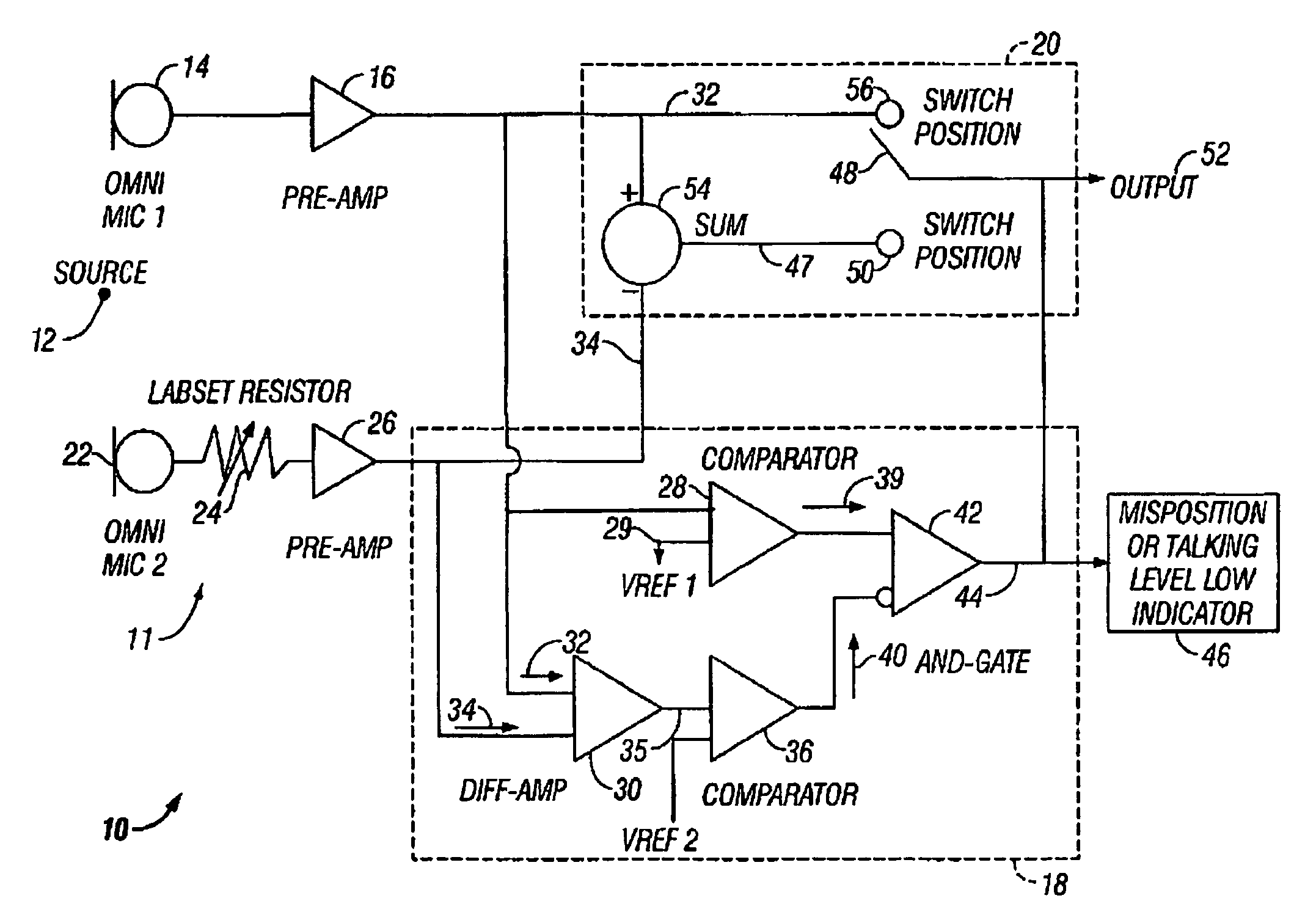 Auto-adjust noise canceling microphone with position sensor