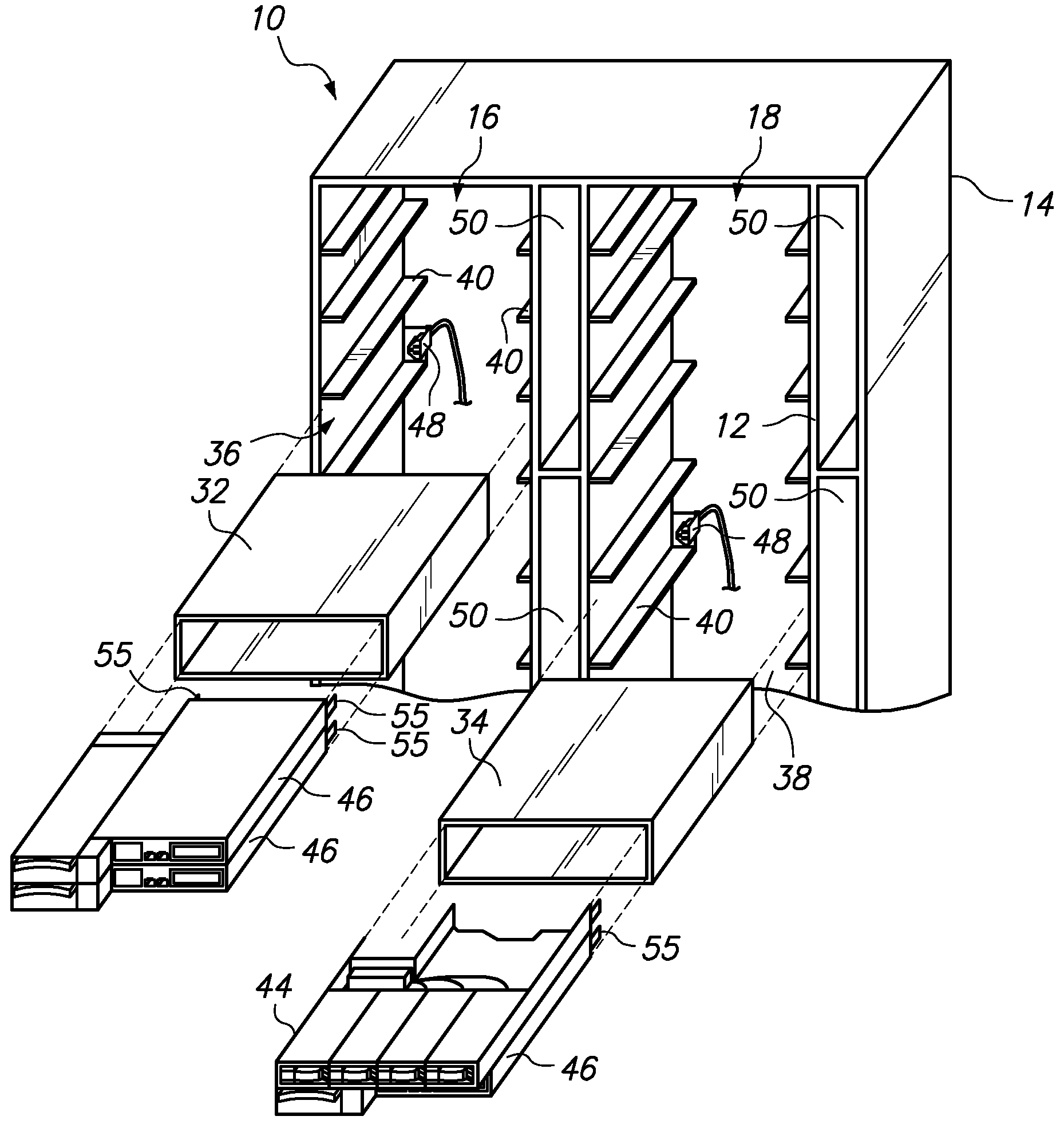 Variable position dampers for controlling air flow to multiple modules in a common chassis