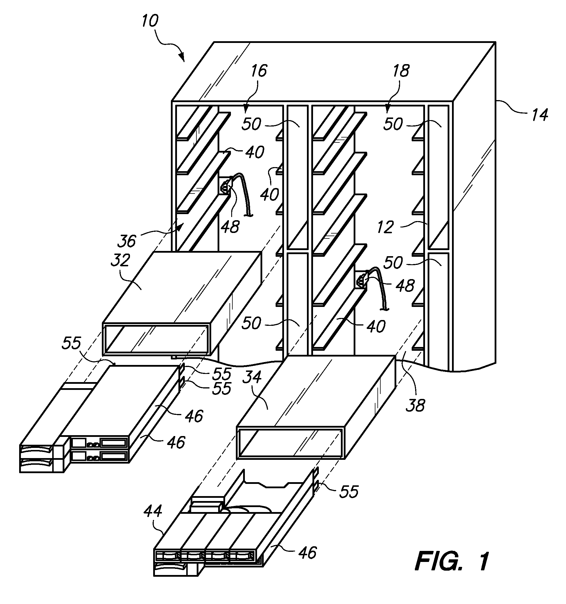 Variable position dampers for controlling air flow to multiple modules in a common chassis