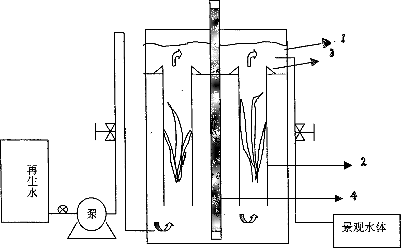 Submerged plant reacting apparatus for controlling regenerating water nourishing