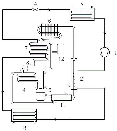 Circulating device combining diffusing absorption-type refrigeration and vapor compression refrigeration