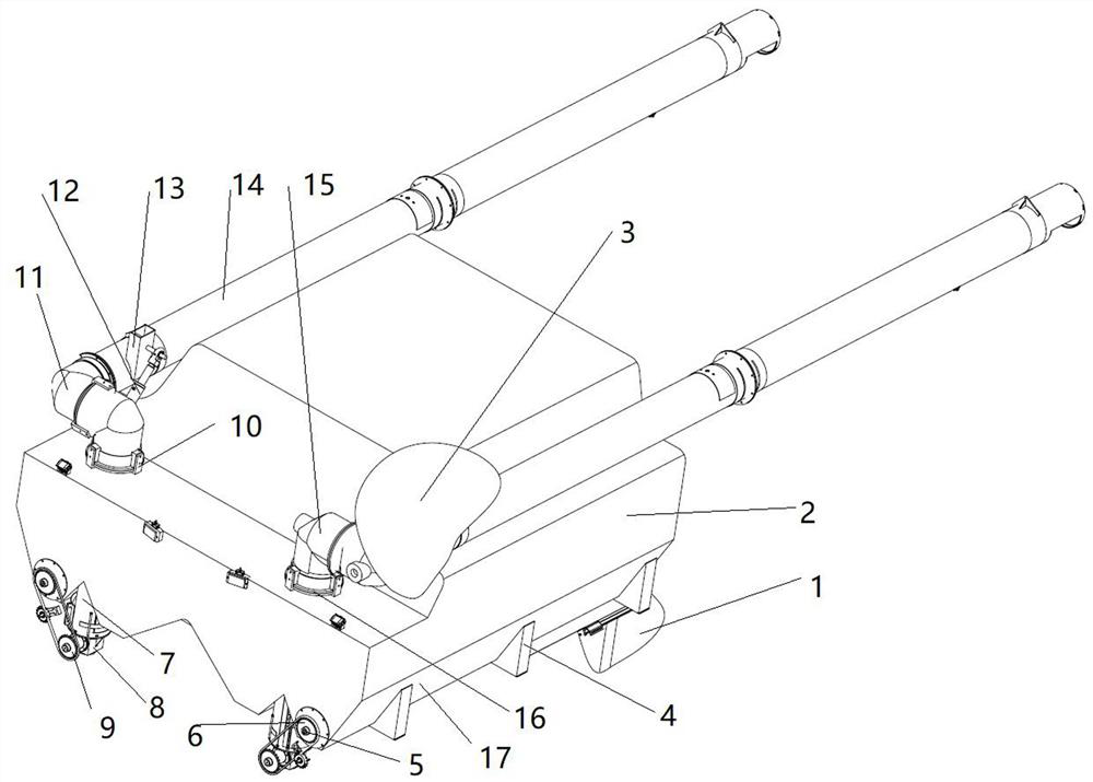 Multidirectional grain unloading device and harvester