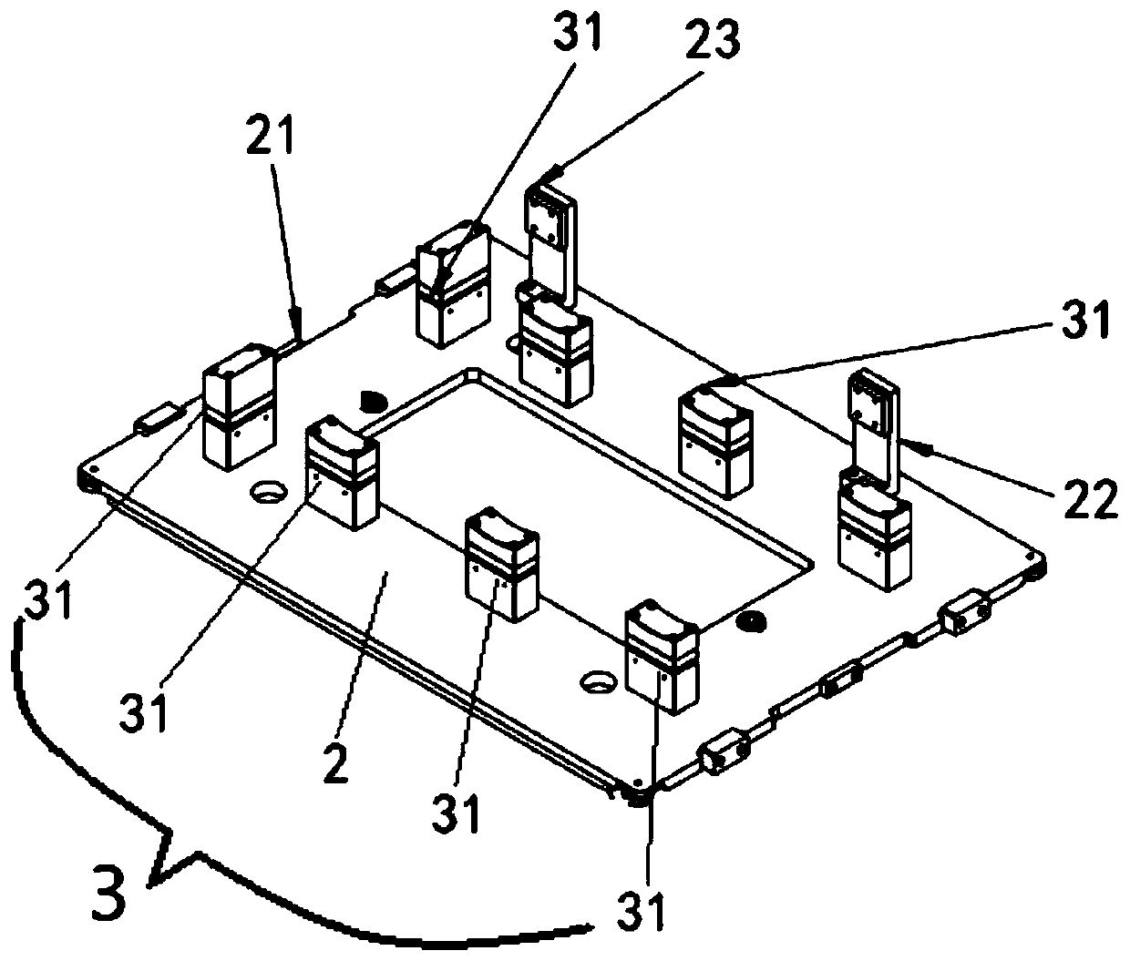 Curved surface workpiece rubberizing equipment and workpiece positioning device thereof