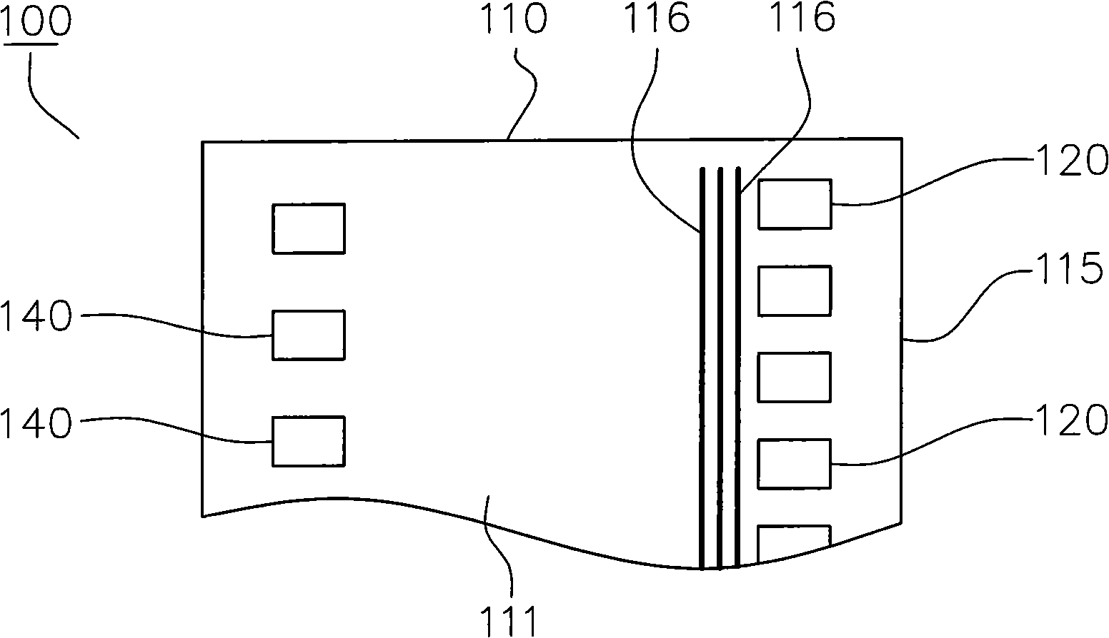 Wafer structure possessing finger-like projection connected with multi-window