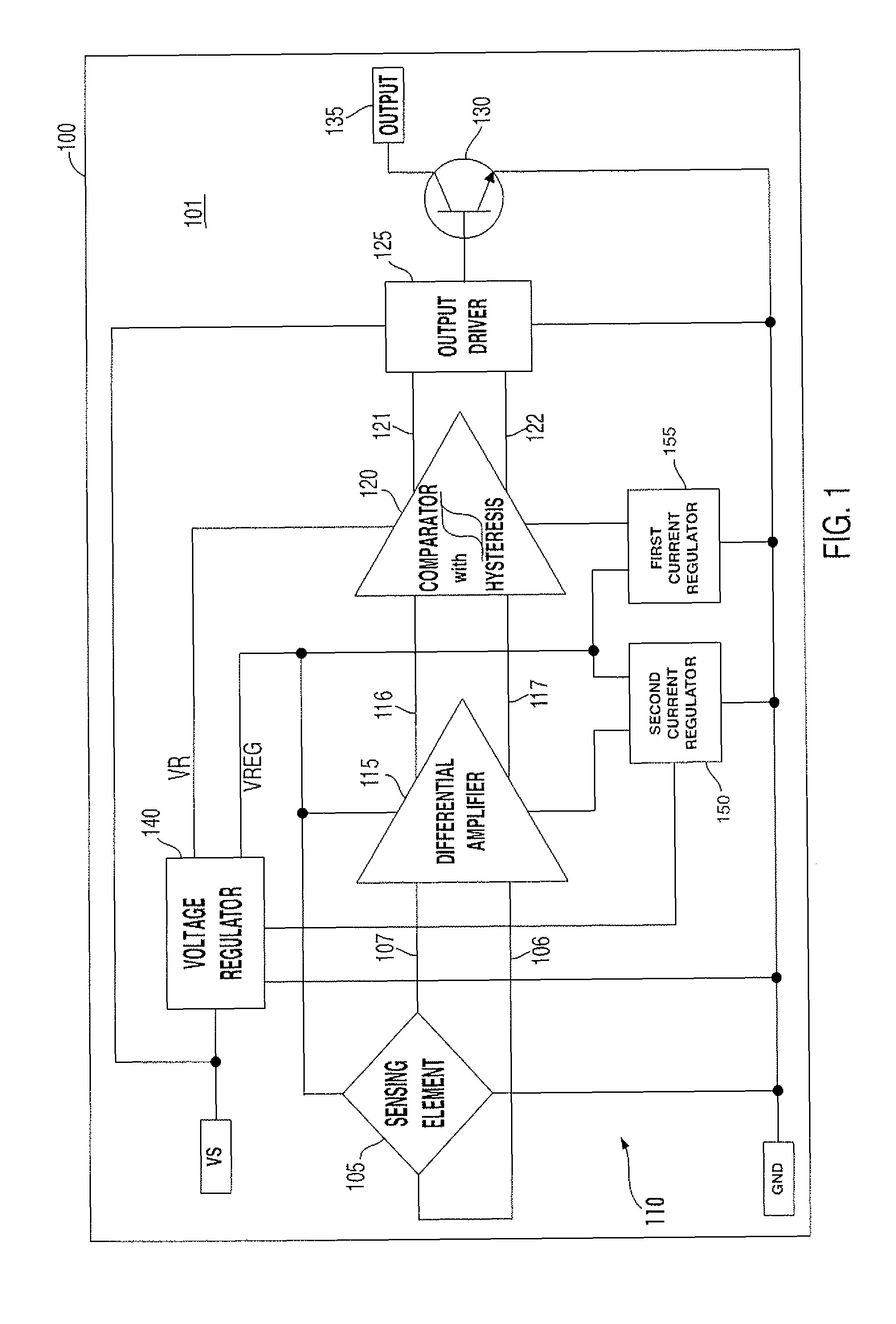 Comparator circuit having latching behavior and digital output sensors therefrom