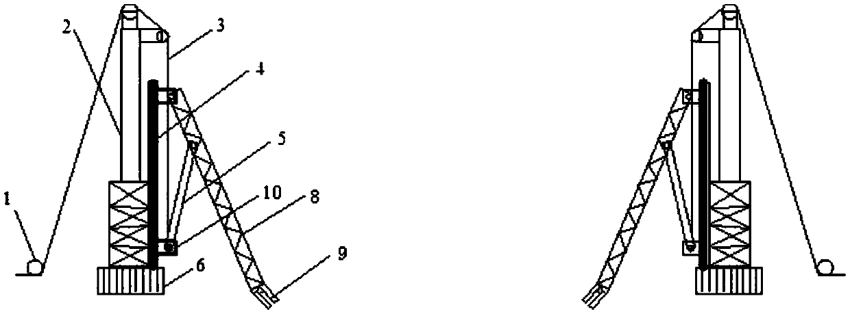 Folding rotary crossing over frame