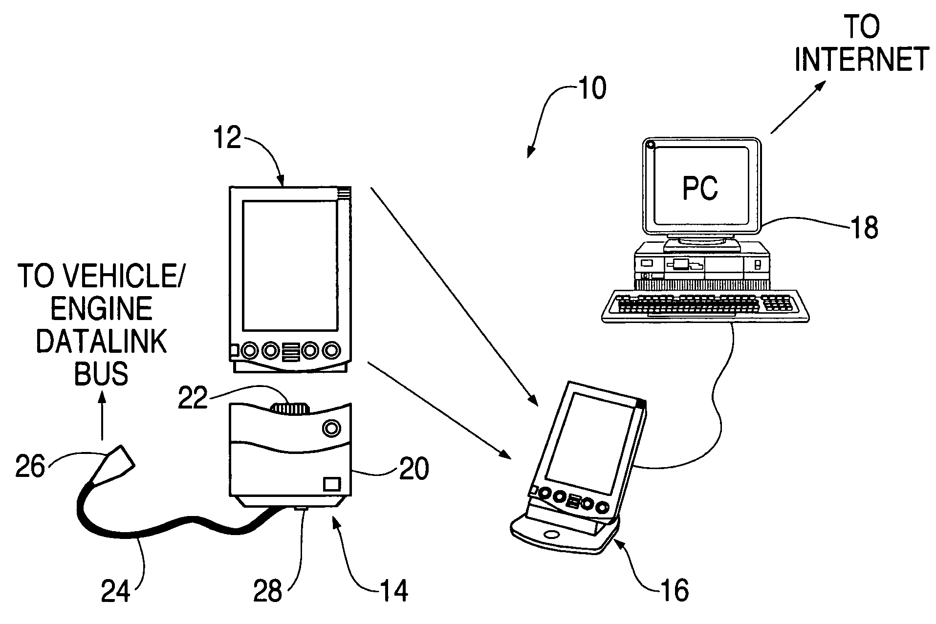 Handheld computer based system for collection, display and analysis of engine/vehicle data