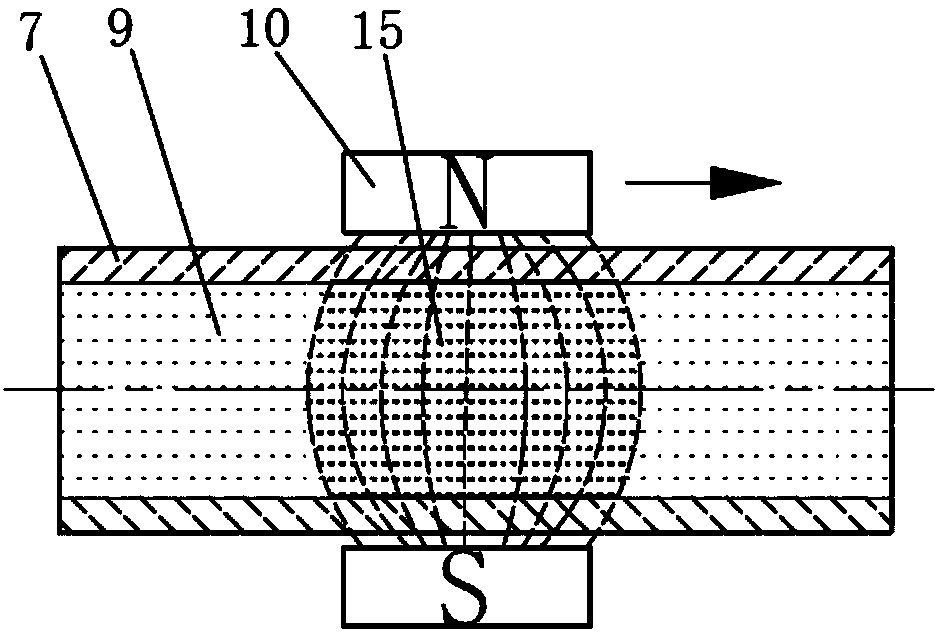 A self-pressurized high-speed abrasive particle magnetic flow hole inner surface polishing method and device