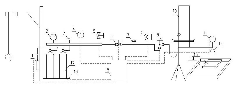 Test device for measuring spray characteristic of local application nozzle of carbon dioxide fire-extinguishing system