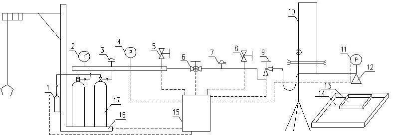 Test device for measuring spray characteristic of local application nozzle of carbon dioxide fire-extinguishing system