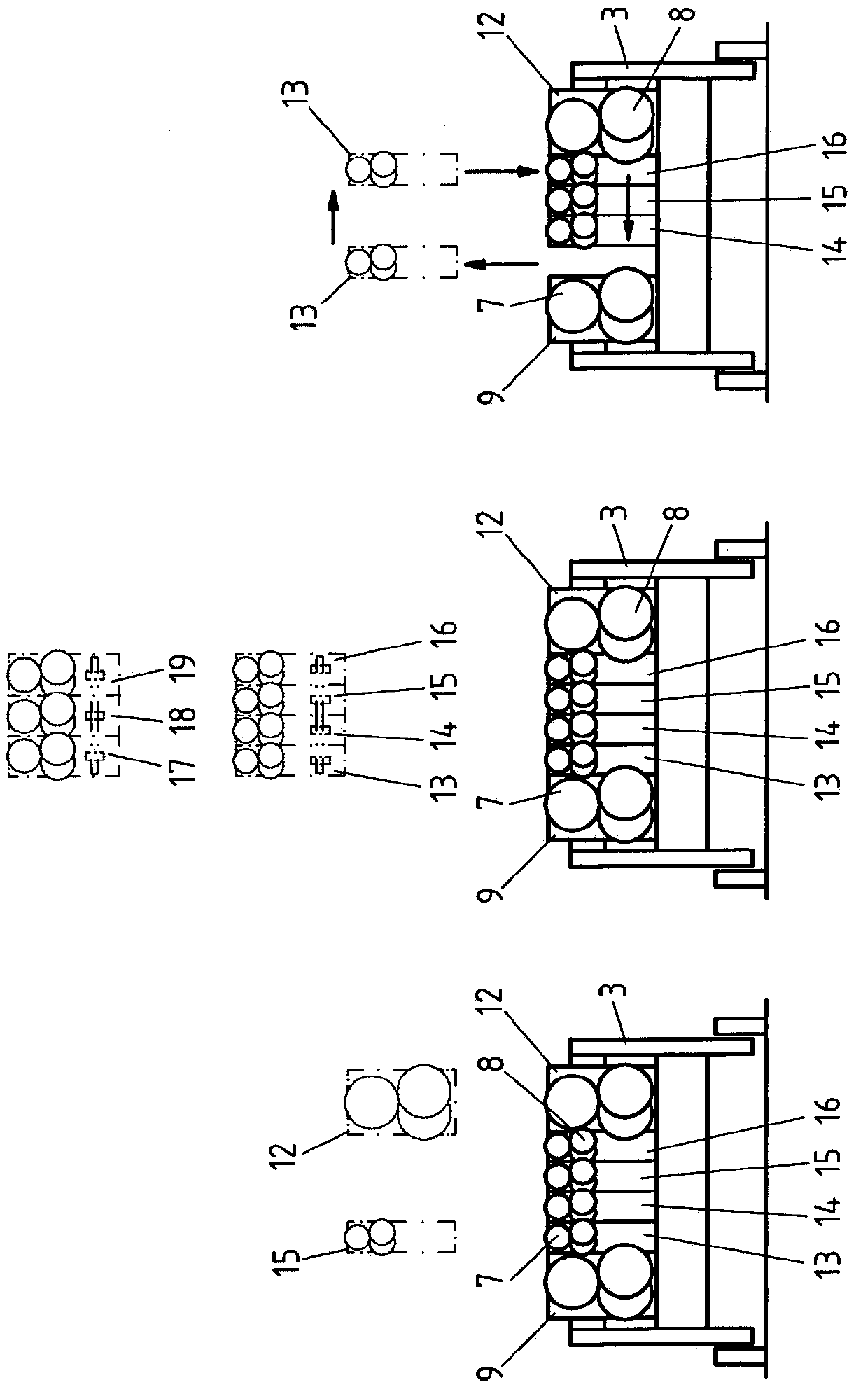 Straightening machine with a modular interchangeable casette system