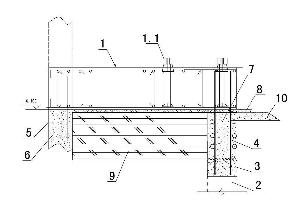 Tower crane foundation formed by using external walls of basement and supporting piles of foundation pit