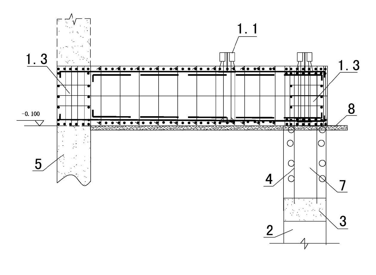 Tower crane foundation formed by using external walls of basement and supporting piles of foundation pit