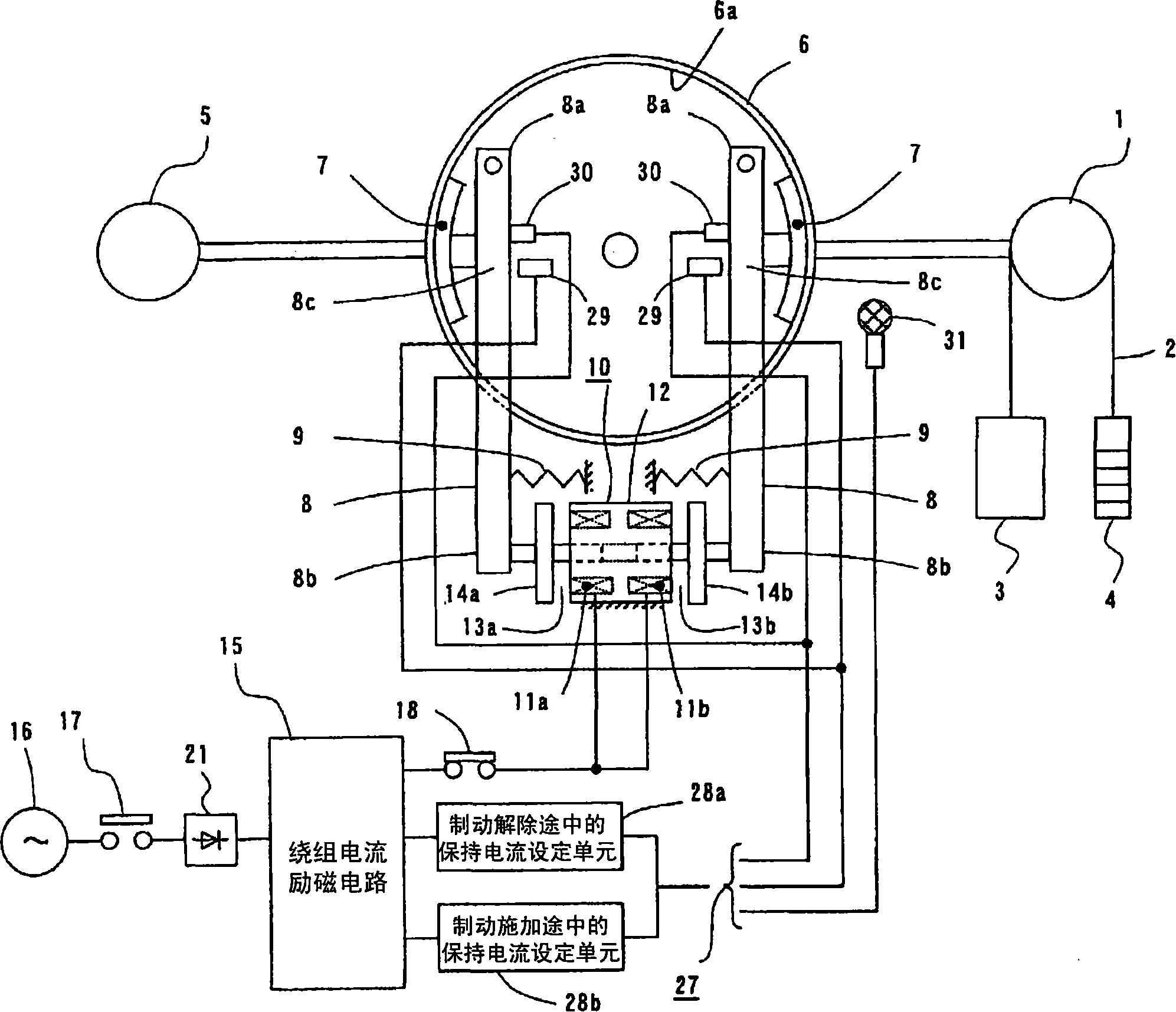 Brake control device for elevator