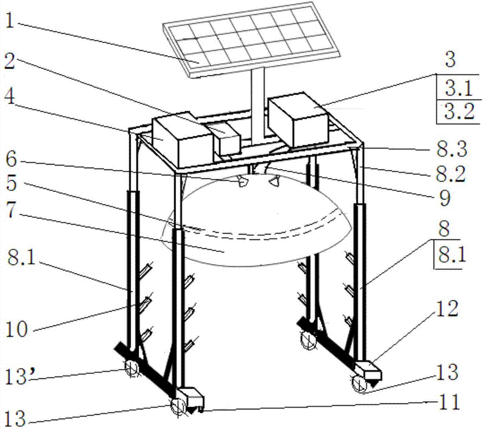 Automatic navigation type intelligent pest extermination machine for crops