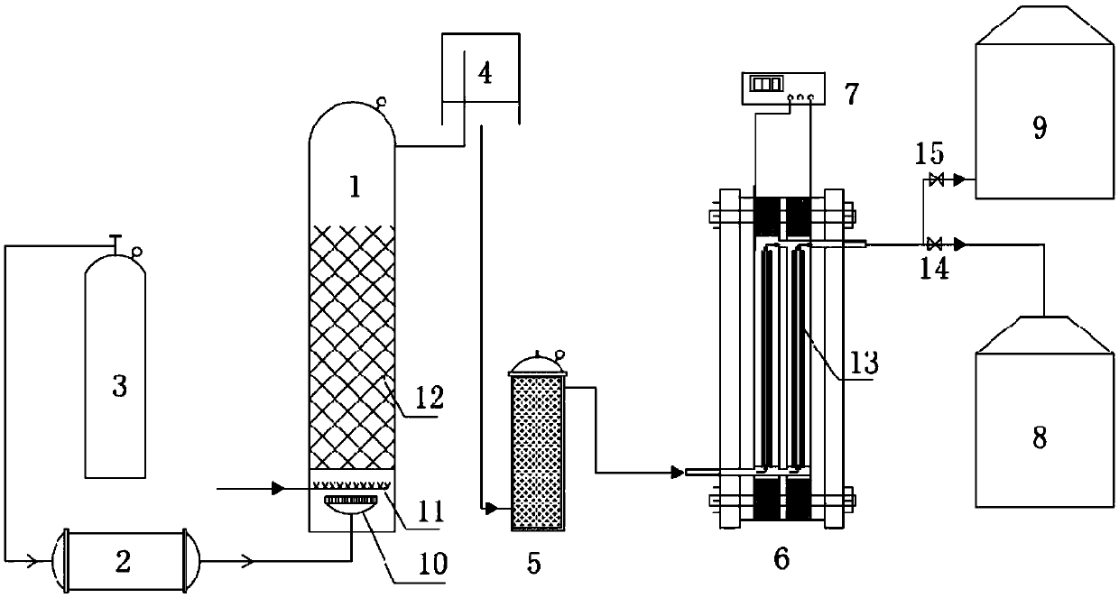 Coking wastewater deep treatment system combing ozone catalytic oxidation and electro-adsorption