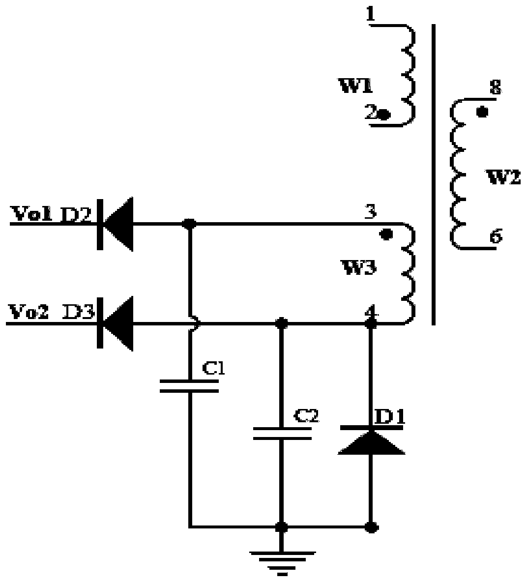 Single-winding forward and reverse excitation auxiliary power supply circuit