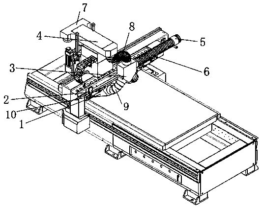 Dust suction system of woodworking engraving machine