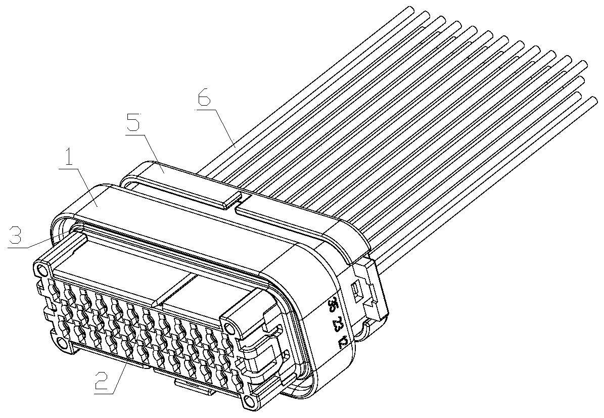 Rectangular low-voltage connector and installation method thereof