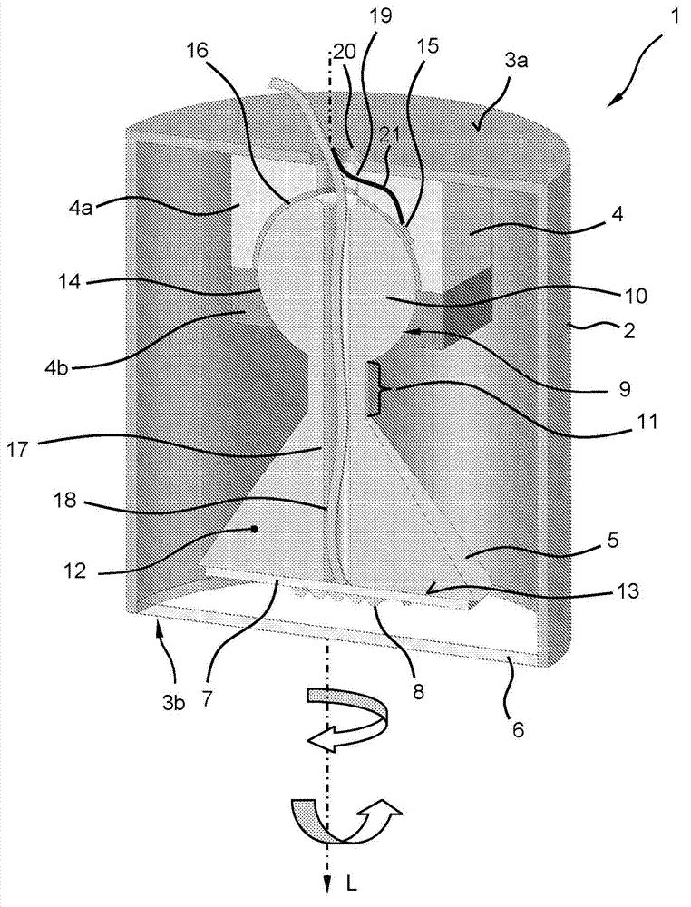 Illumination device having a heat sink and method for directing a light bundle emitted by an illumination device