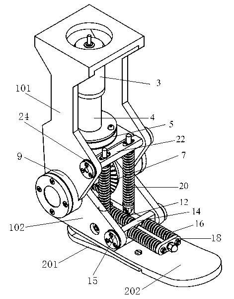 Active-passive combined low-power-consumption ankle joint prosthesis