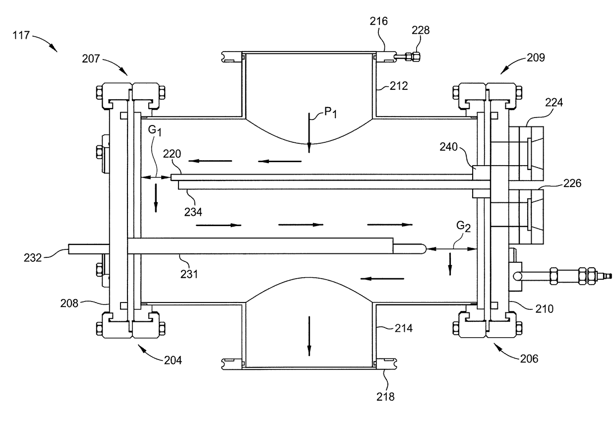 Apparatus for collection and subsequent reaction of liquid and solid effluent into gaseous effluent