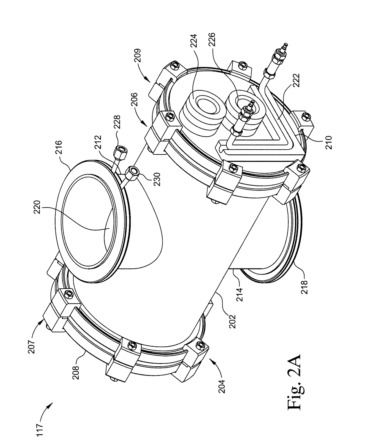 Apparatus for collection and subsequent reaction of liquid and solid effluent into gaseous effluent