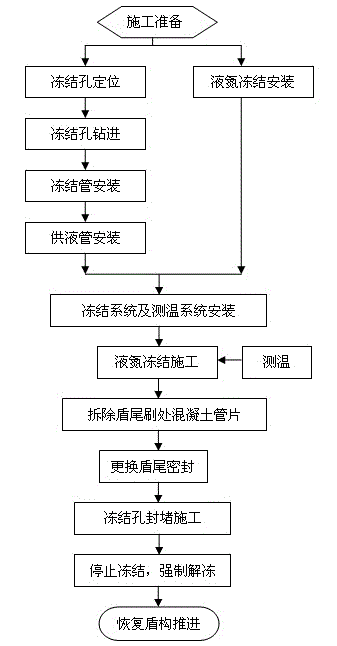 Method for replacing tail brush in shield tunnel through liquid nitrogen freezing