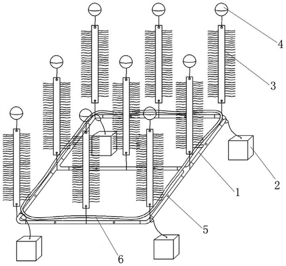 Carbon fiber artificial waterweed riverway water body remediation system and construction method thereof