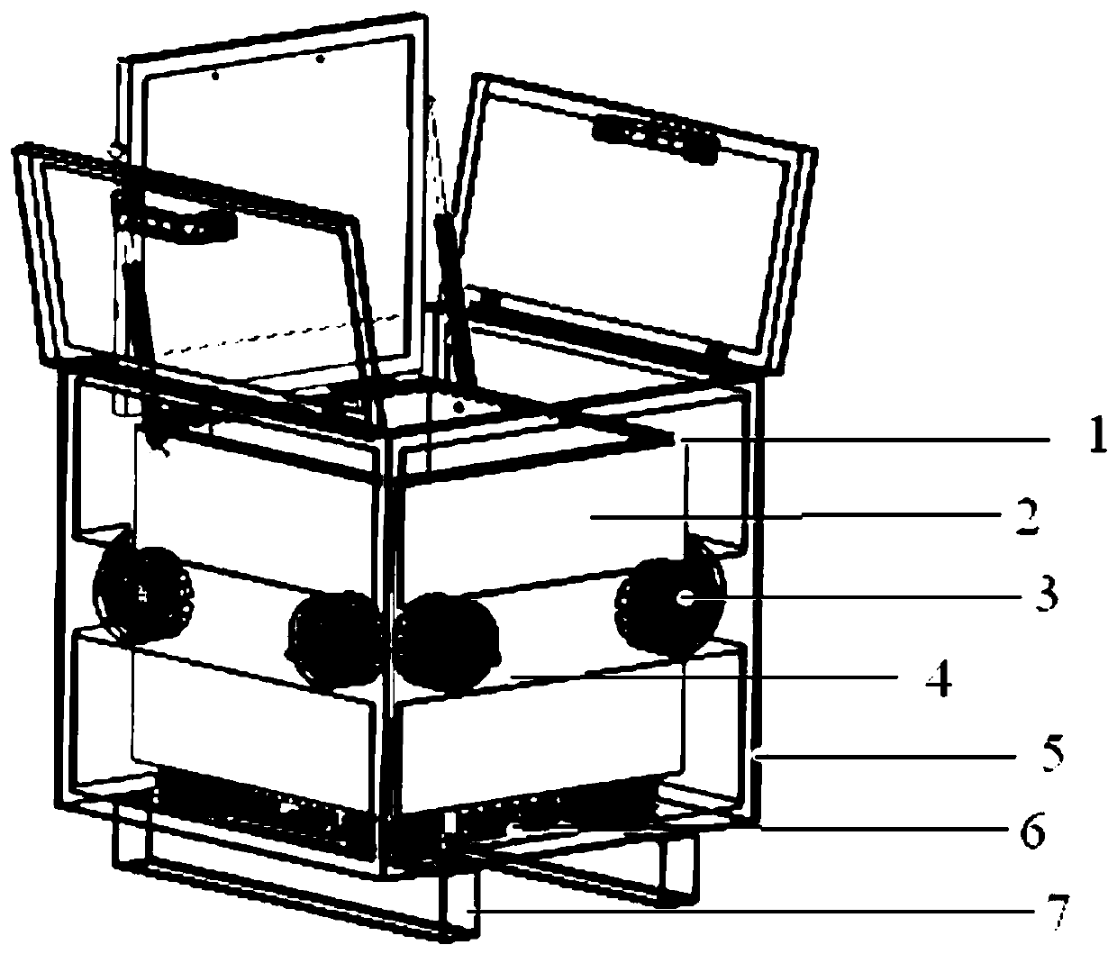 High-efficiency transportation vibration-proof packaging box structure