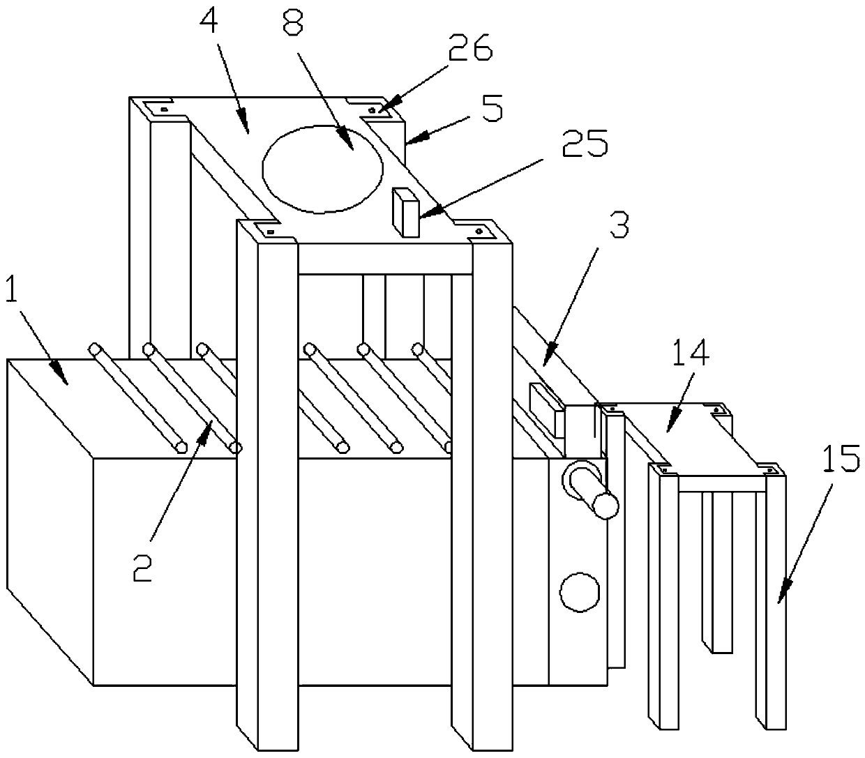 Automatic device before hoisting of wind turbine main shaft flange