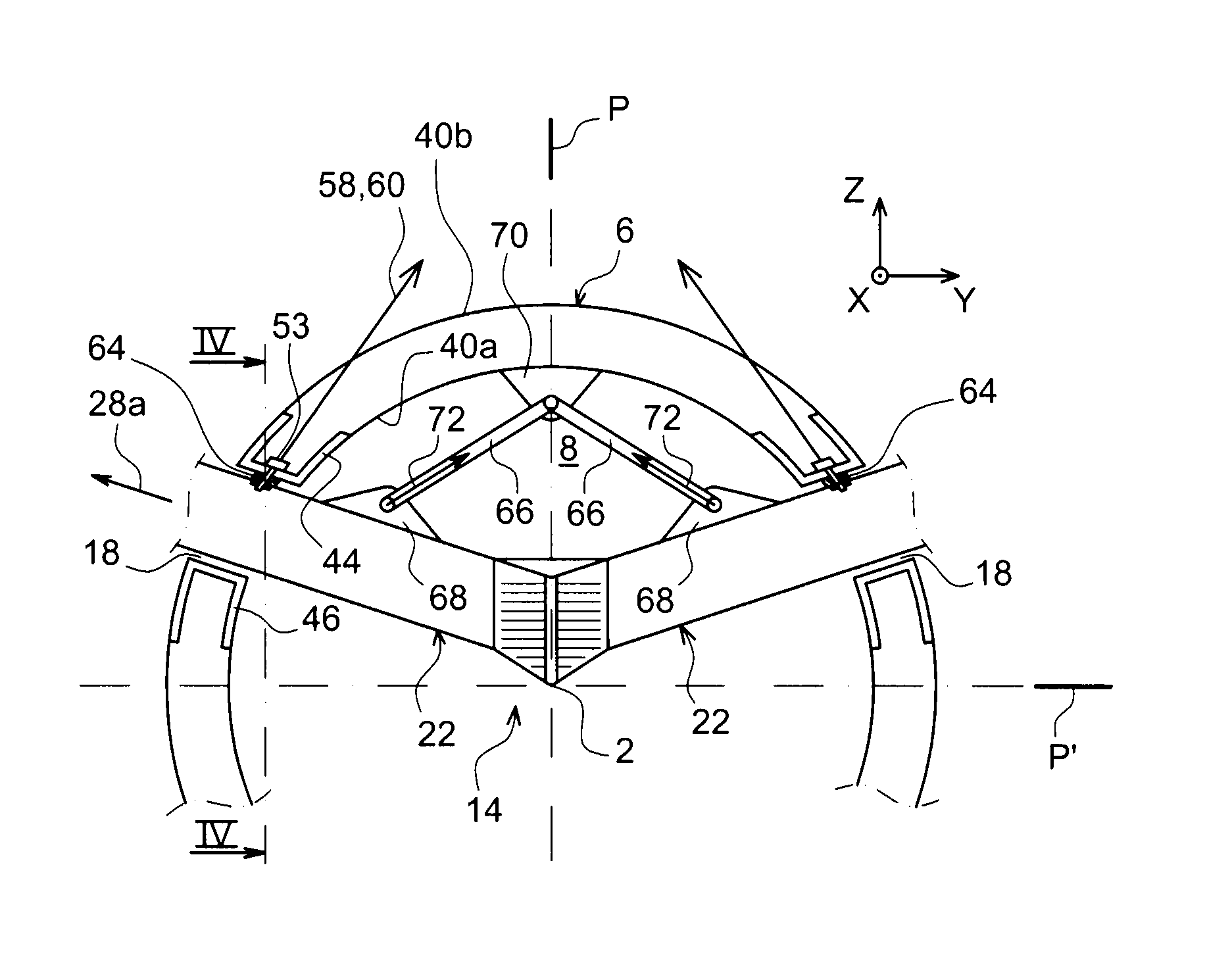 Rear part of an aircraft comprising a structure for supporting engines, extending through the fuselage and connected thereto by at least one connecting rod