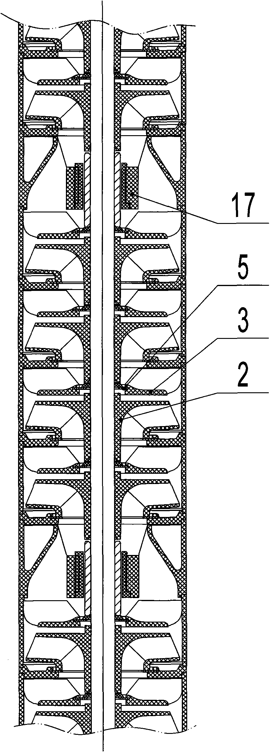 Bearing insert to be inserted in inner hole part of plastic flow deflector shell of engineering plastic well pump