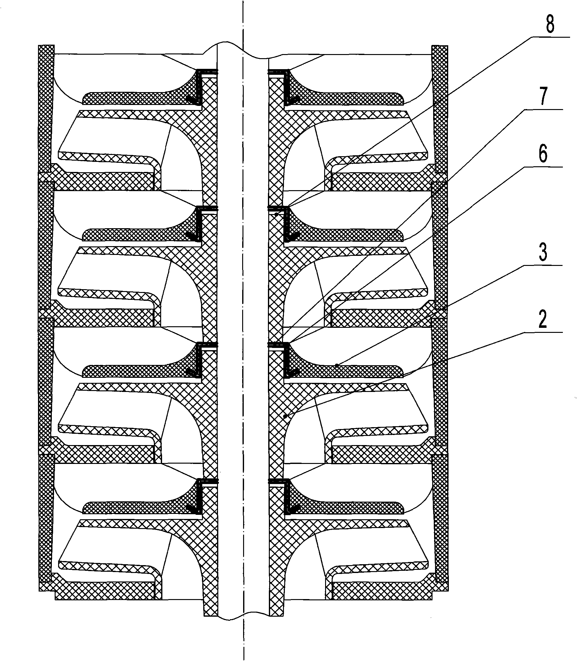 Bearing insert to be inserted in inner hole part of plastic flow deflector shell of engineering plastic well pump