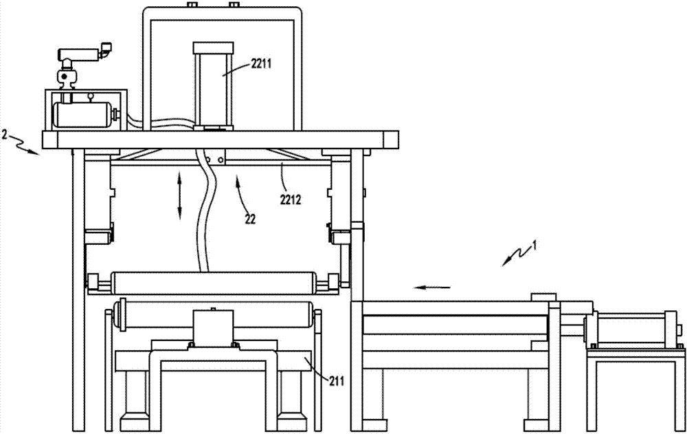 Continuous flattening and paper-attaching production line for single plates and production process thereof