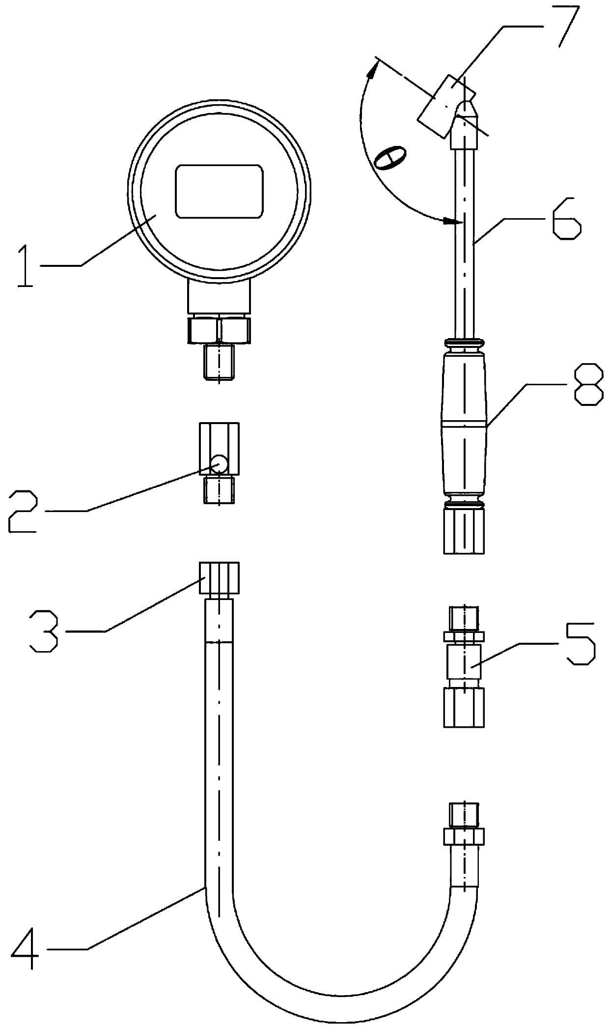 Aviation tire pressure measuring device