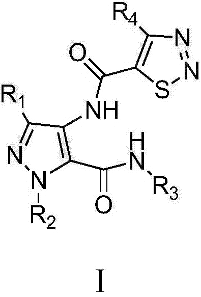 A class of pyrazole bisamide compounds containing 1,2,3-thiadiazole and its synthesis method and application