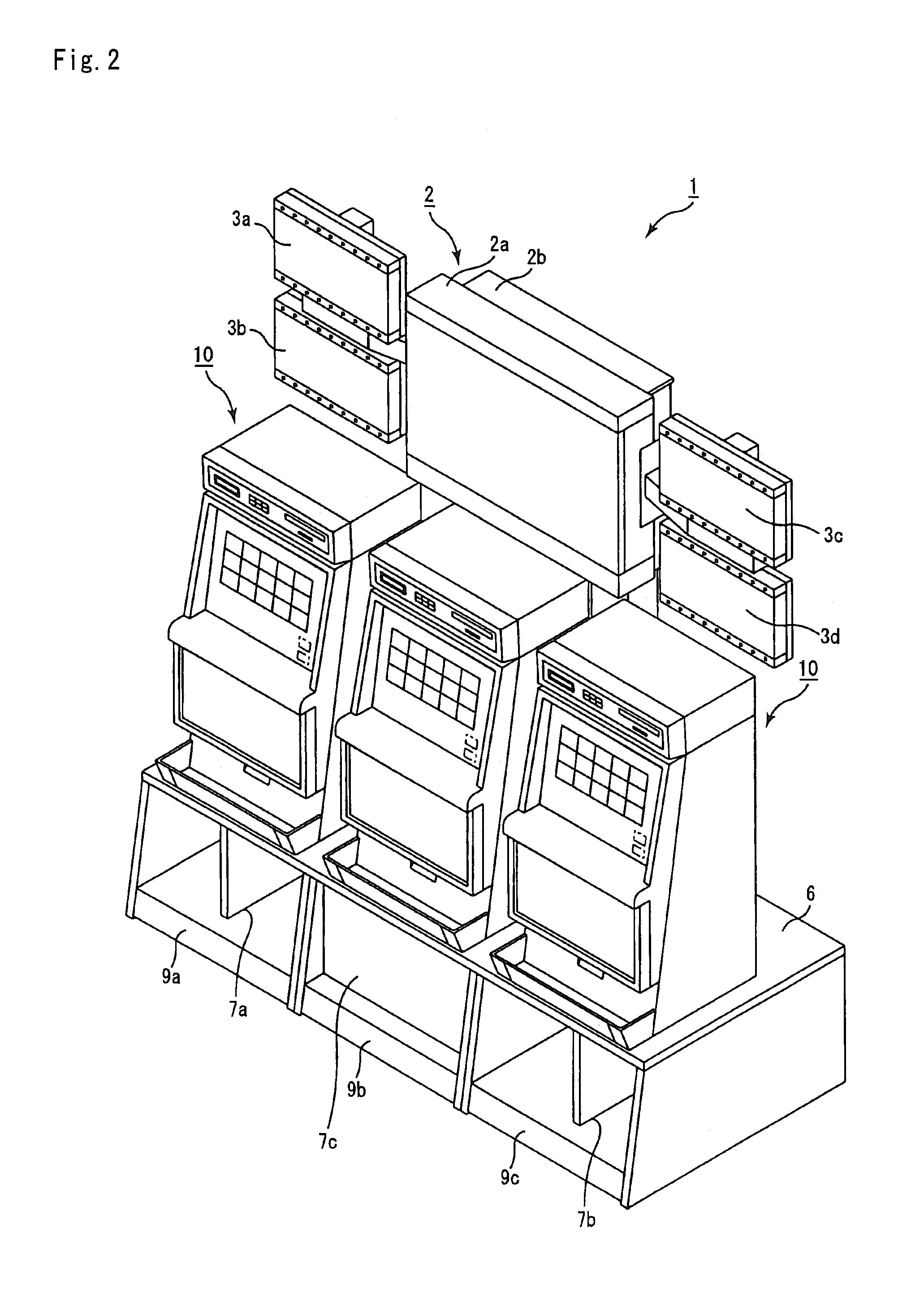 Gaming system having large display and plural gaming machines