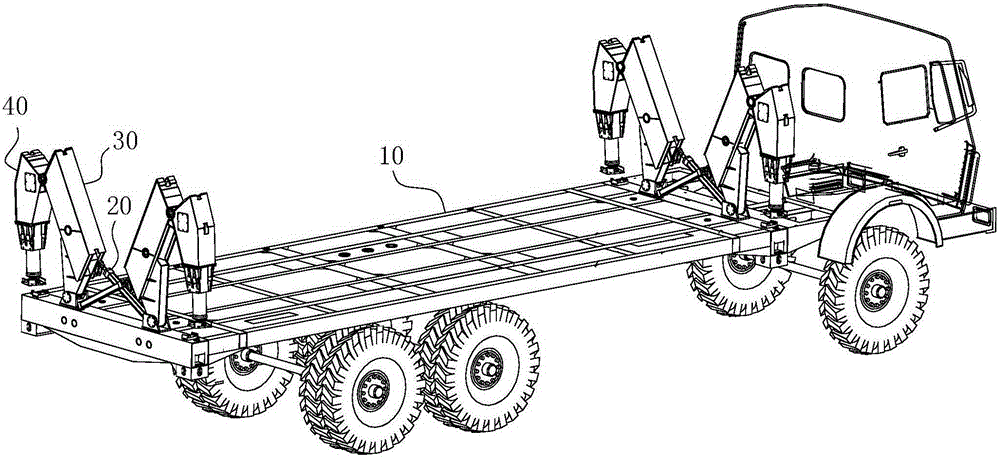 Top-entry-type large-span platform automatic support mechanism