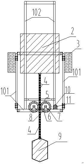 Floating body weight-hanging-type water wave energy harvesting equipment with semi-submerged floating platforms of net rack structures