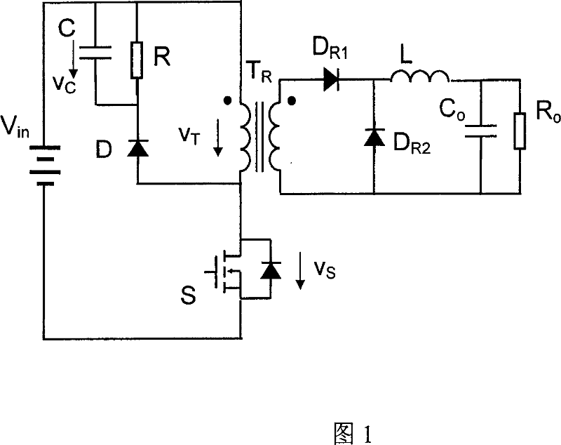 Resistance, capacitance and diode resetting positive excitation converter with double diodes