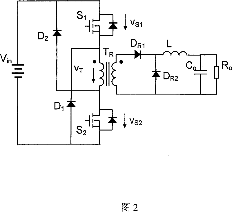 Resistance, capacitance and diode resetting positive excitation converter with double diodes