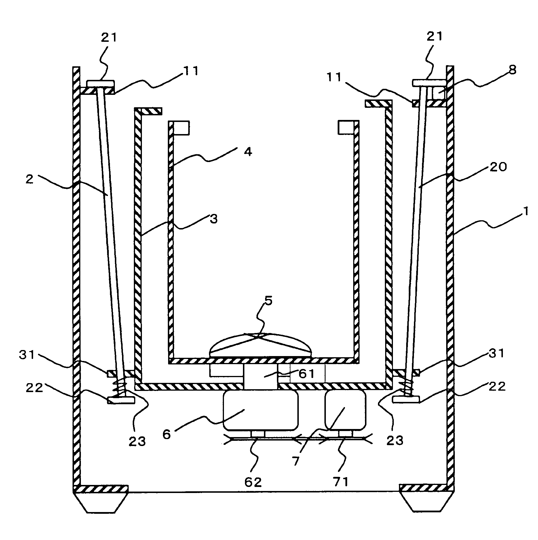 Load detecting system and automatic washing machine equipped with a system for detecting the magnitude of the load acting on a magnetostrictive element