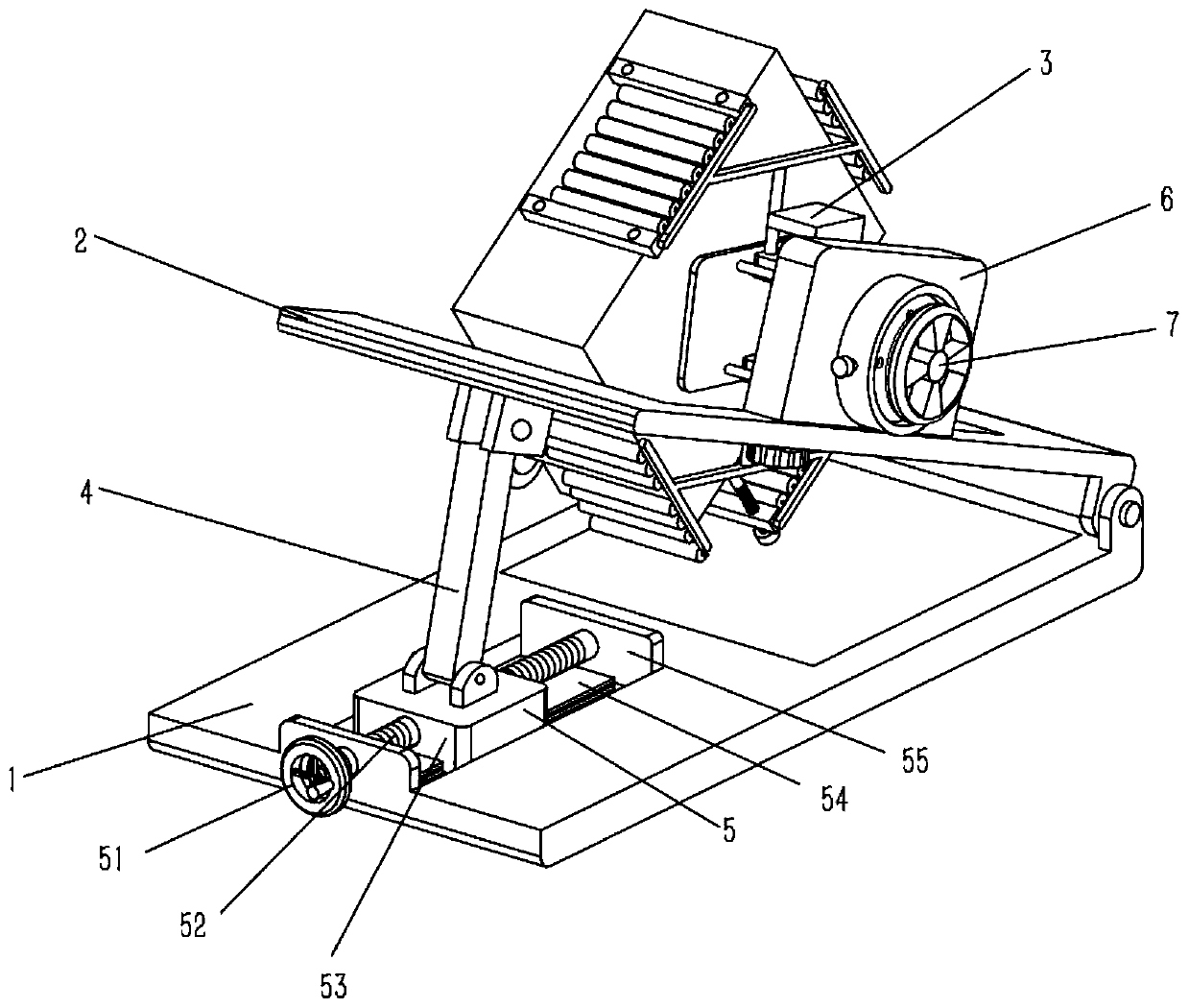 A chamfering tooling for the slider of the rack of the slotting machine