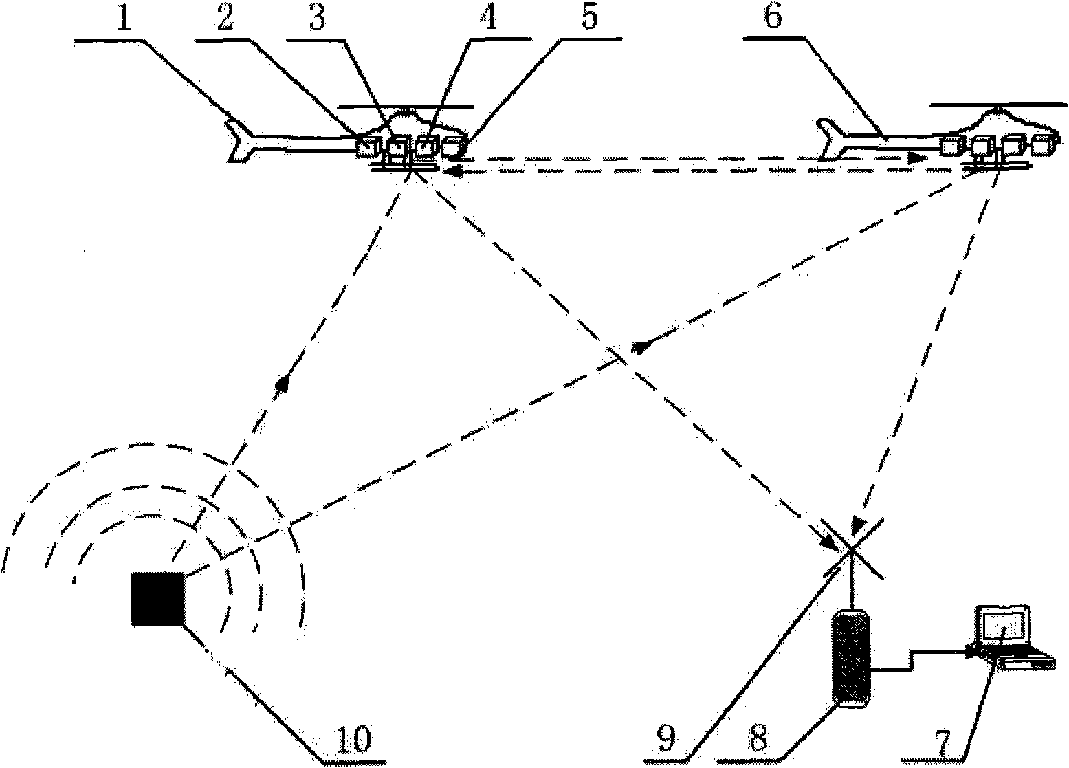 Double flying robot-based method and double flying robot-based system for positioning active target