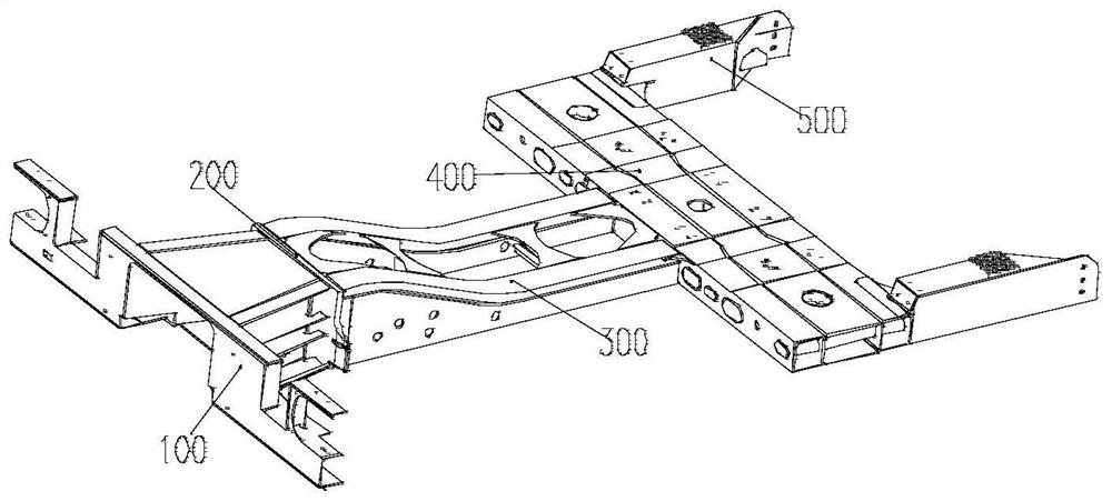 Technical method for longitudinal dimension amplification of assembling of aluminum alloy chassis frame