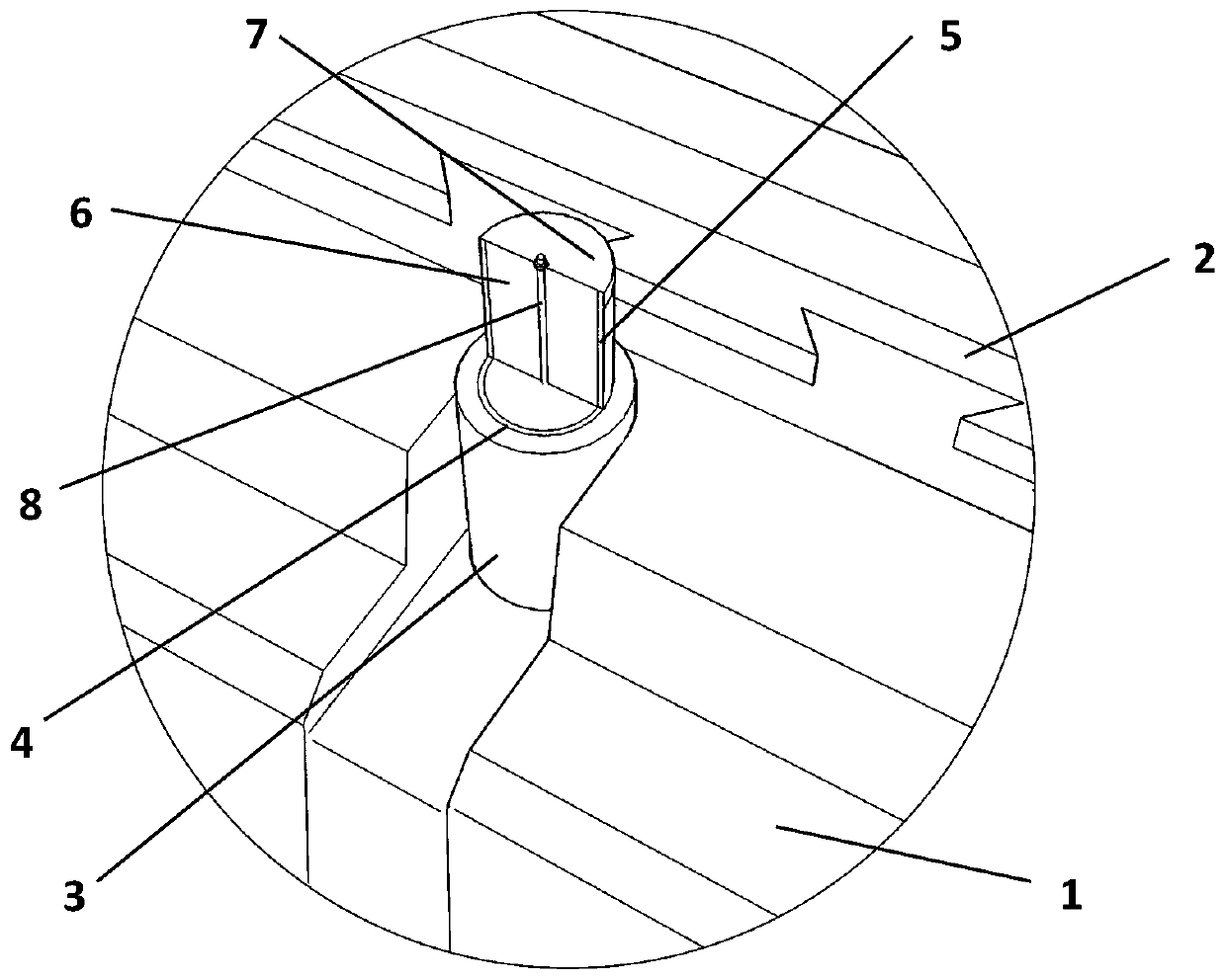 A T-shaped composite wall with external thermal insulation and a key for energy dissipation and shock absorption with lead pipe and coarse sand and its method