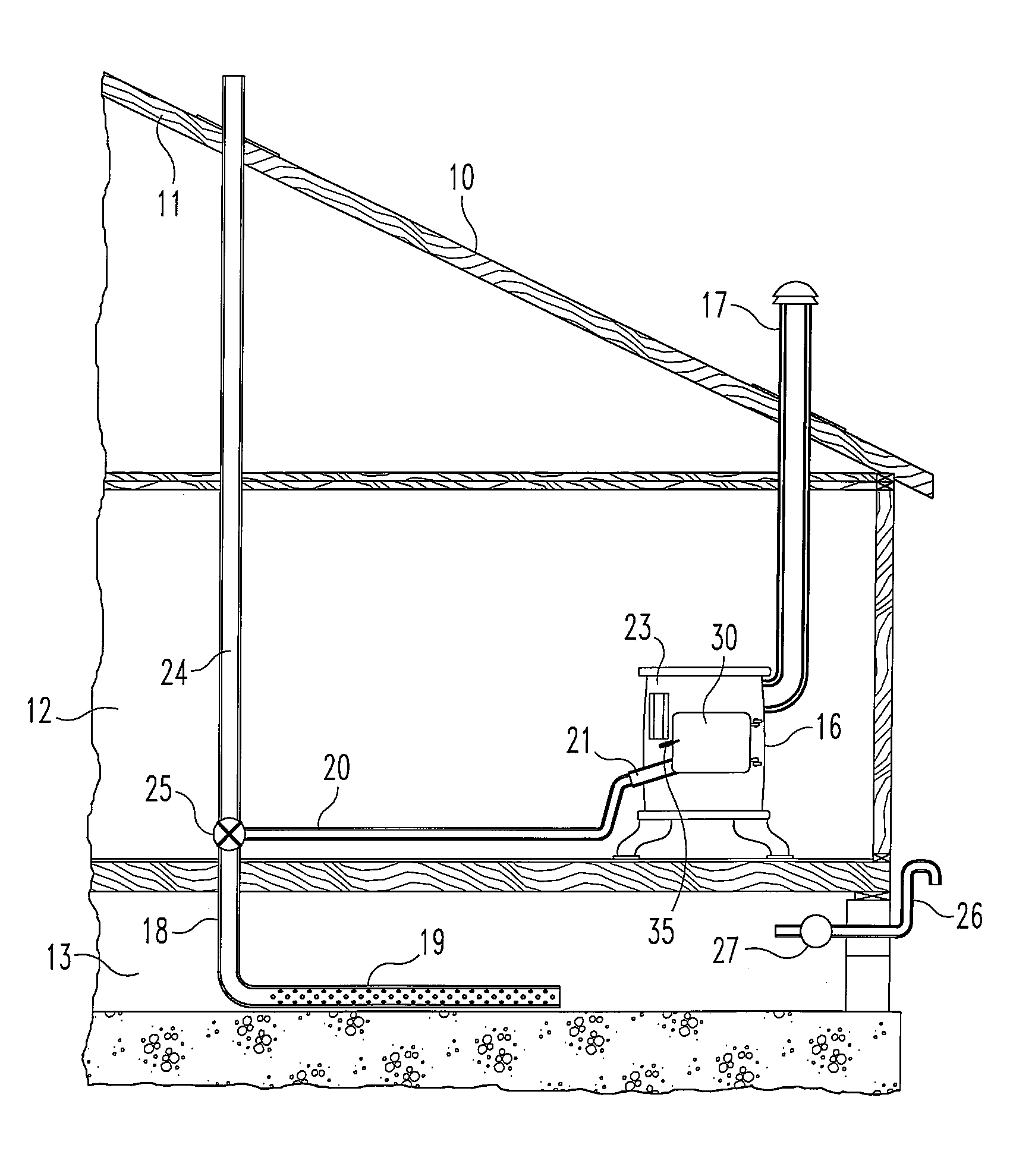 Wood stove radon reduction system